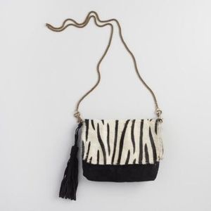 NWT  Zebra Pony Hair Crossbody Bag